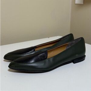 EVERLANE ‘THE MODERN POINT’ BLACK And Green LEATHER FLATS MADE IN ITALY 8